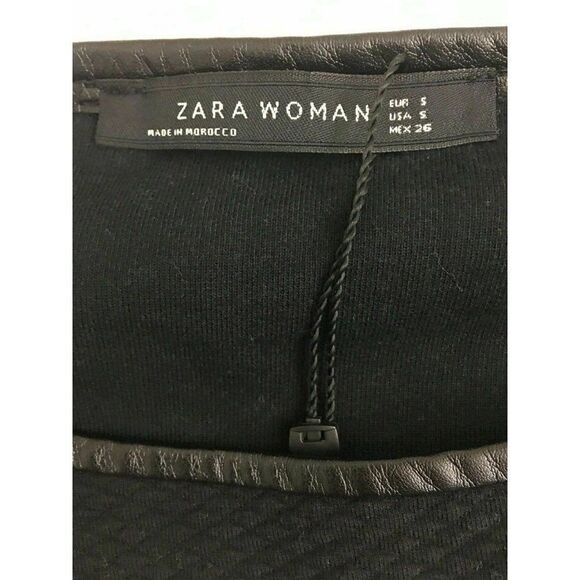 Zara Womens Black White Striped Short Sleeve quilted sweater Top t shirt Small - Picture 5 of 6